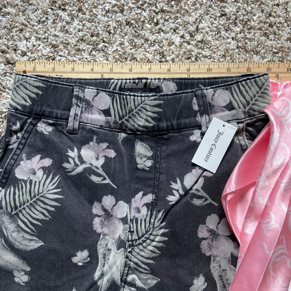 Juicy Couture Floral Print California Skinny Jean Women's 25 Black Stretch Scarf - Picture 7 of 10